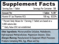 Vitamin B-1 / Thiamine / 100 mg / 100 Tabs